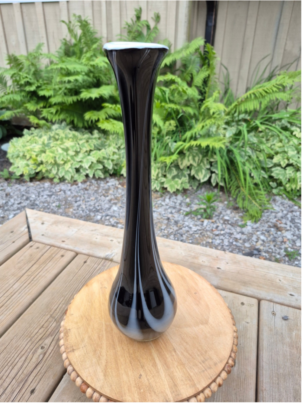 Vintage Black & White Swirl Glass Vase – Hosley Contemporary Decor Accent 13.75"